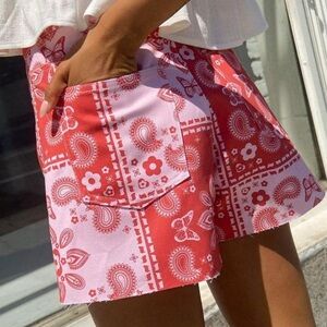 Lisa Says Gah Red Bandana Print High Waist Shorts